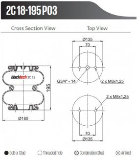 Въздушна възглавница 2C18195P03 за бусове и кемпери ф185 мм височина 195 мм цена 110 лева броя продава Ем Комплект Дружба 0884333265