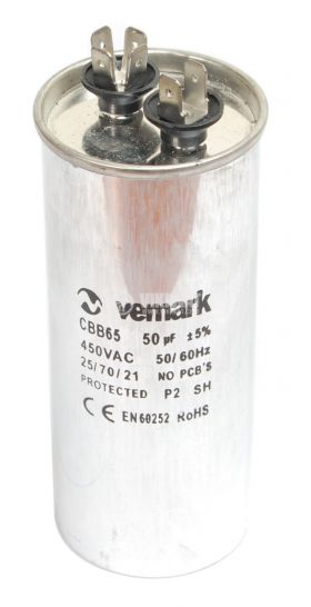 Работен кондензатор, 450VAC, 50uF, 70°C, изводи 6.3x0.8mm, метален, CBB65